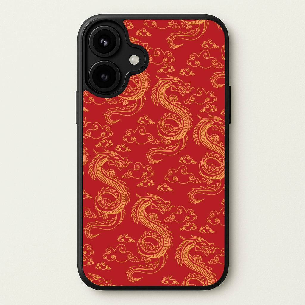 Red And Gold Dragon Pattern Phone Case for iPhone 17