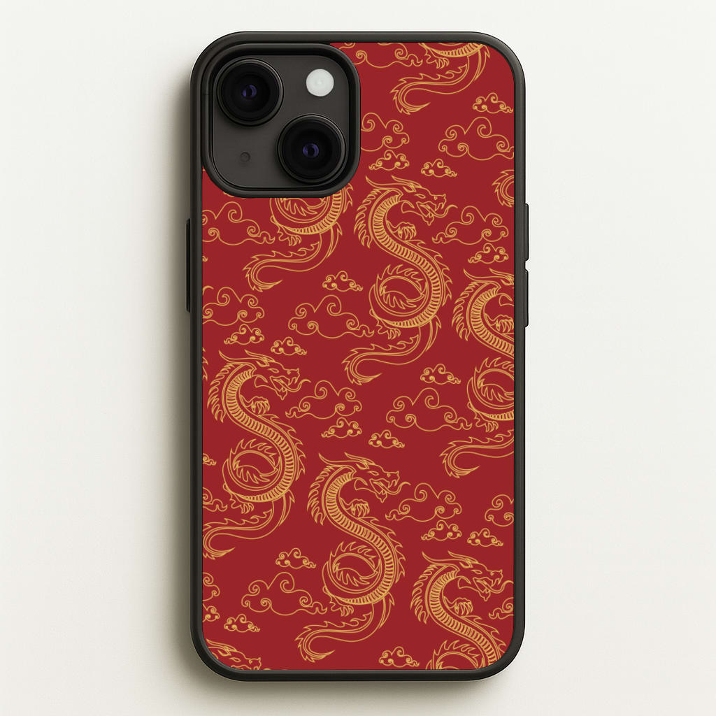 Red And Gold Dragon Pattern - Dragon Patterns Phone Case for iPhone 13
