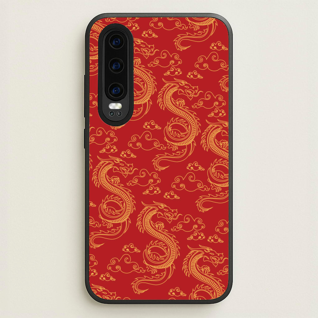 Red And Gold Dragon Pattern - Dragon Patterns Phone Case for Huawei P30