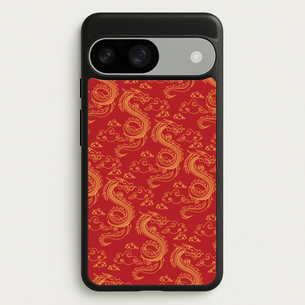 Red And Gold Dragon Pattern - Dragon Patterns Phone Case for Google Pixel 9 / 9 Pro