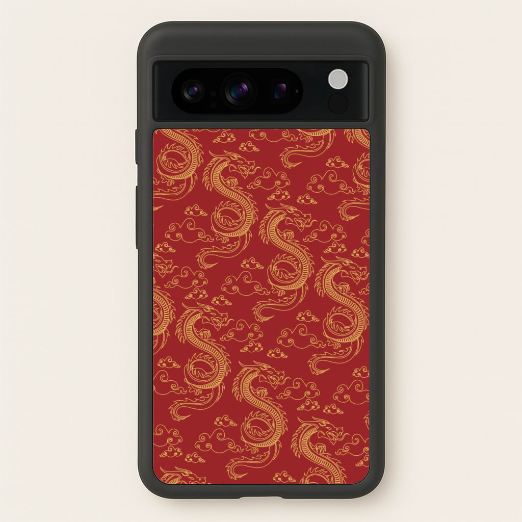 Red And Gold Dragon Pattern - Dragon Patterns Phone Case for Google Pixel 8 Pro