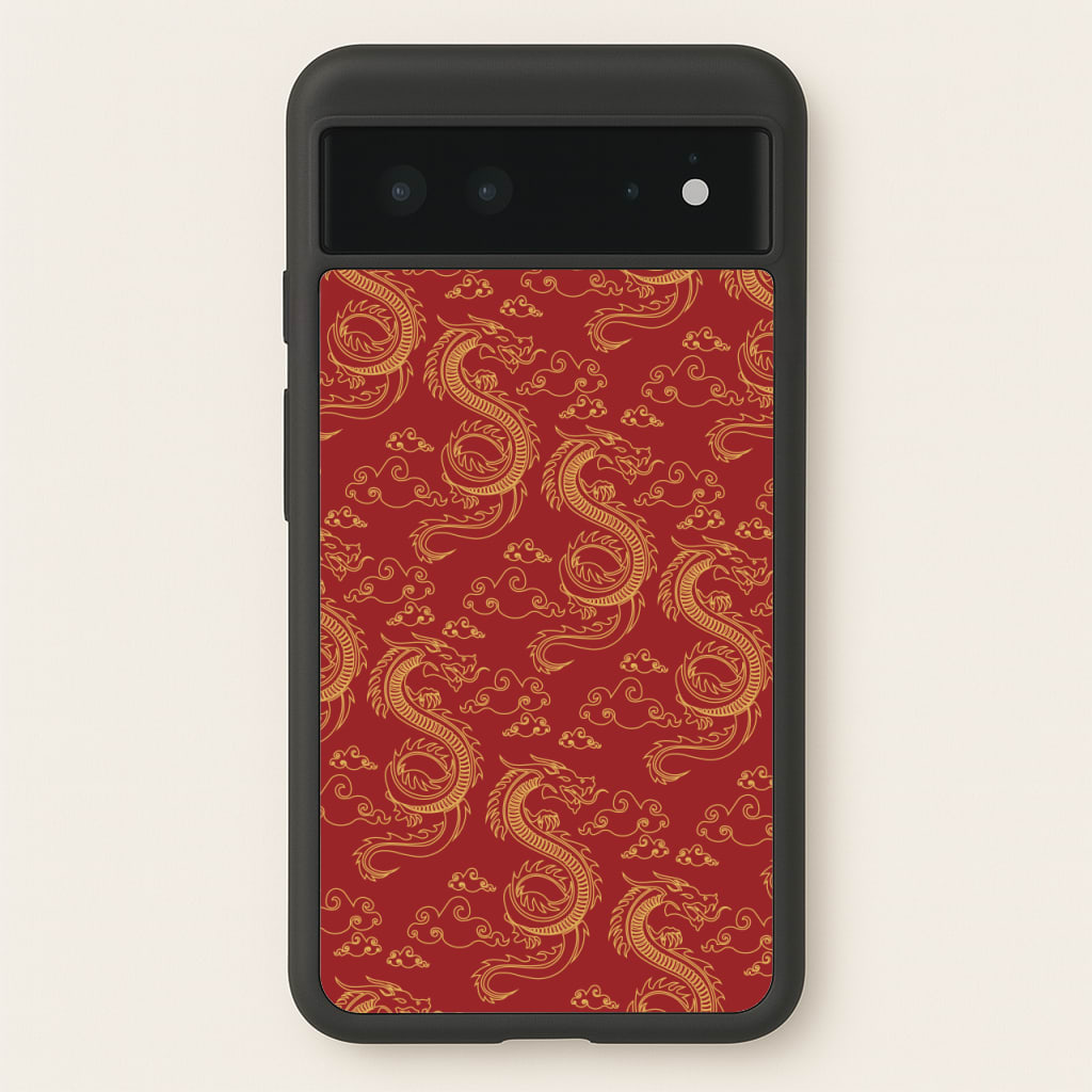 Red And Gold Dragon Pattern - Dragon Patterns Phone Case for Google Pixel 6