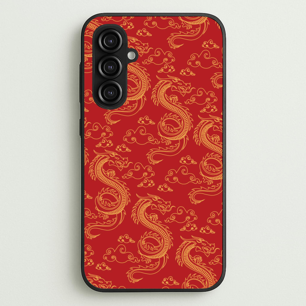 Red And Gold Dragon Pattern - Dragon Patterns Phone Case for Galaxy S23FE