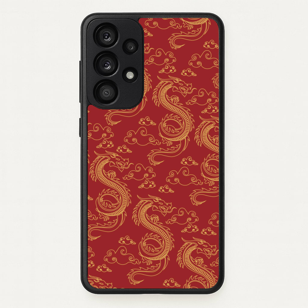 Red And Gold Dragon Pattern - Dragon Patterns Phone Case for Galaxy A53
