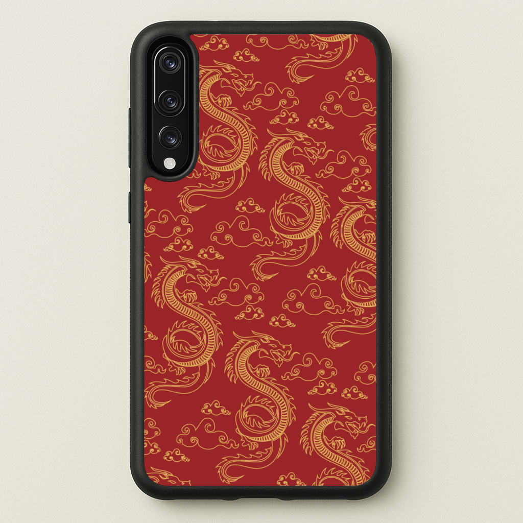 Red And Gold Dragon Pattern - Dragon Patterns Phone Case for Huawei P20 Pro