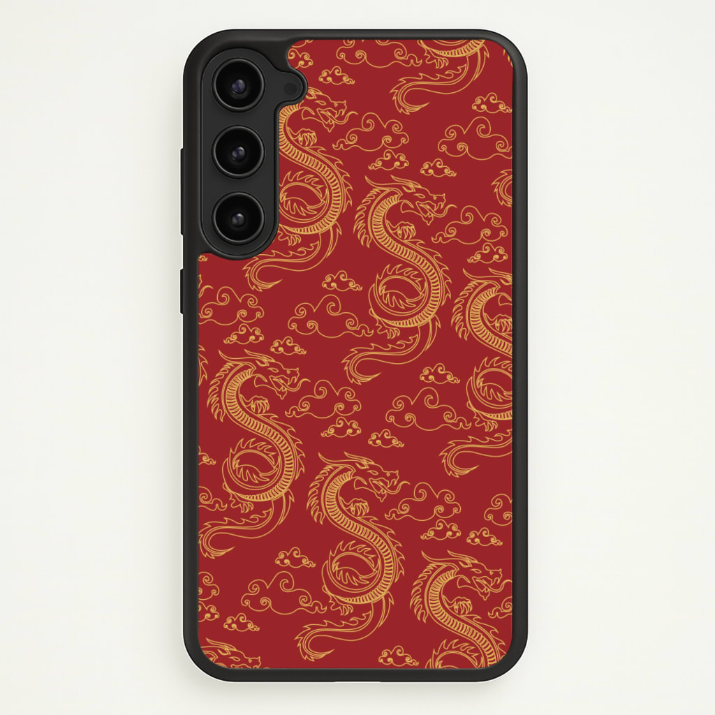 Red And Gold Dragon Pattern - Dragon Patterns Phone Case for Galaxy S23 Plus