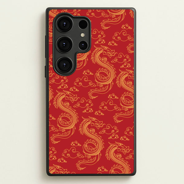 Red And Gold Dragon Pattern - Dragon Patterns Phone Case for Galaxy S25 Ultra