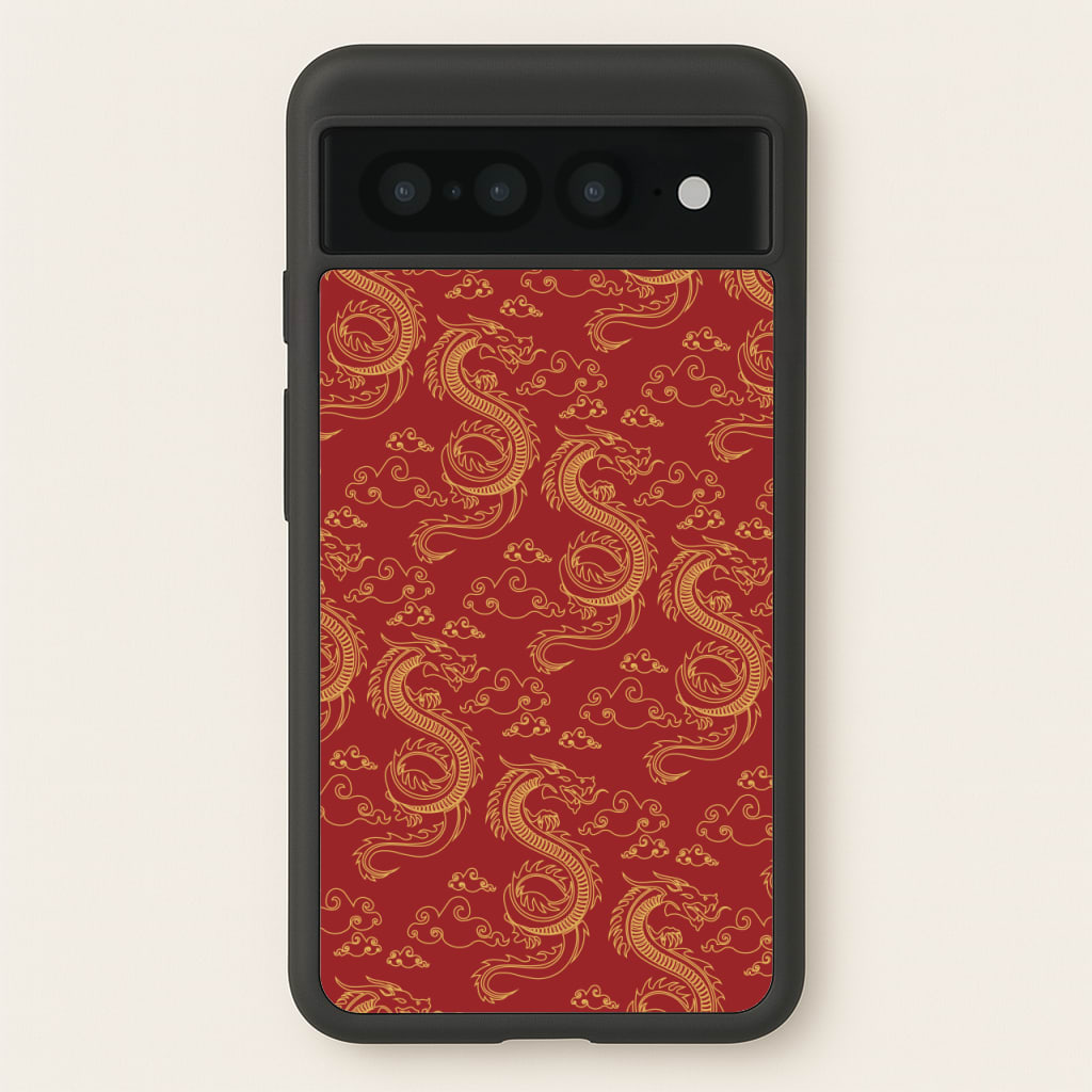 Red And Gold Dragon Pattern - Dragon Patterns Phone Case for Google Pixel 7 Pro