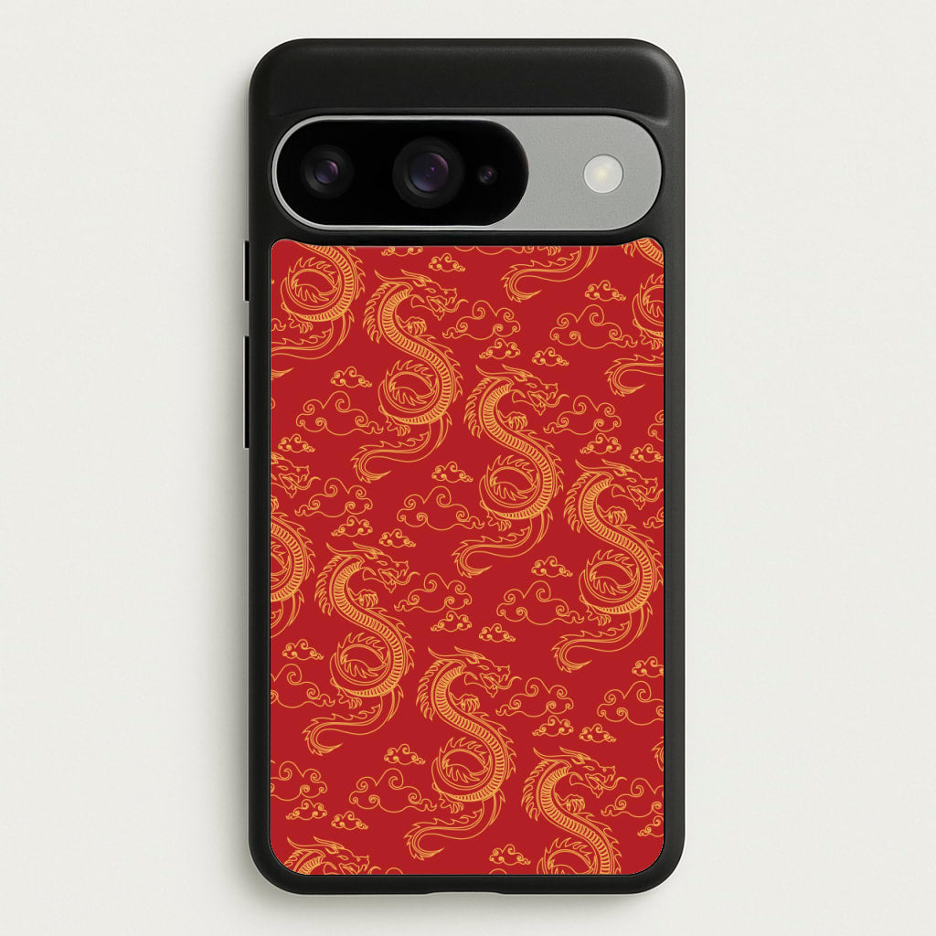 Red And Gold Dragon Pattern Phone Case for Google Pixel 10 / 10 Pro