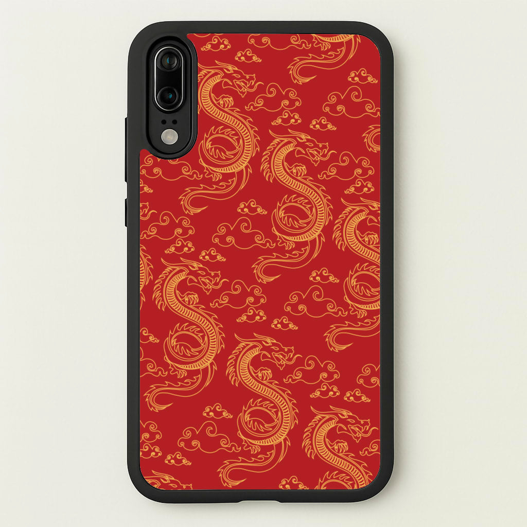 Red And Gold Dragon Pattern - Dragon Patterns Phone Case for Huawei P20