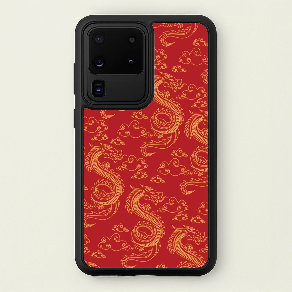 Red And Gold Dragon Pattern - Dragon Patterns Phone Case for Galaxy S20 Ultra