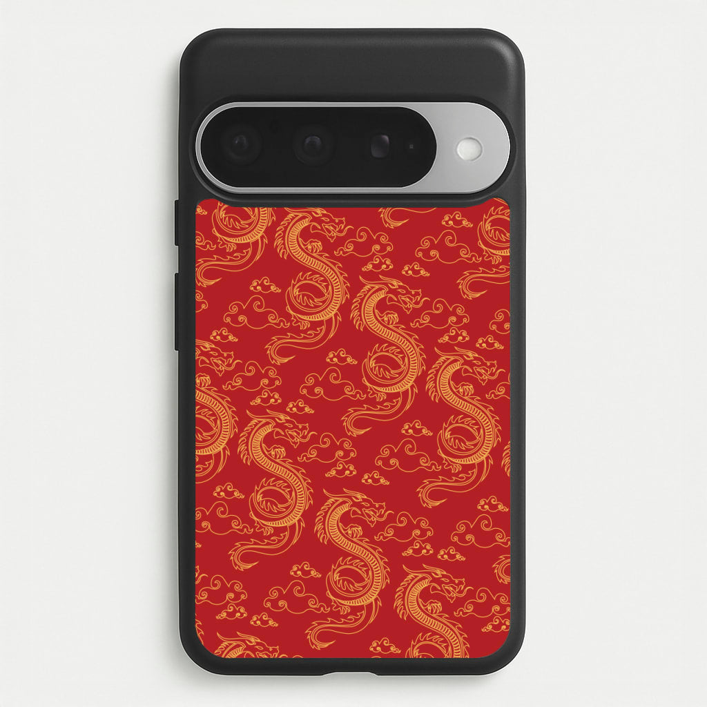 Red And Gold Dragon Pattern Phone Case for Google Pixel 10 Pro XL