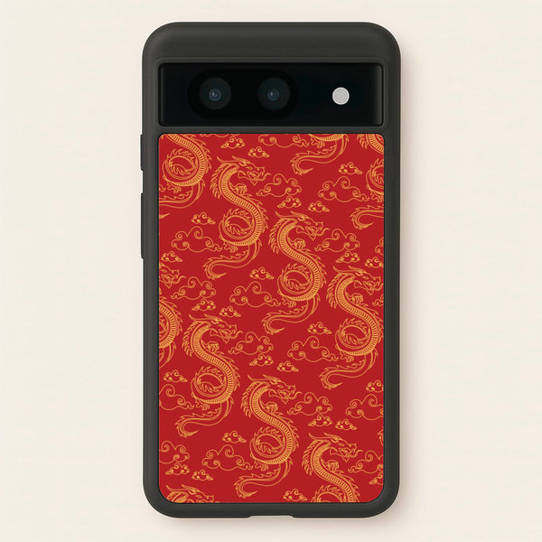 Red And Gold Dragon Pattern - Dragon Patterns Phone Case for Google Pixel 8a