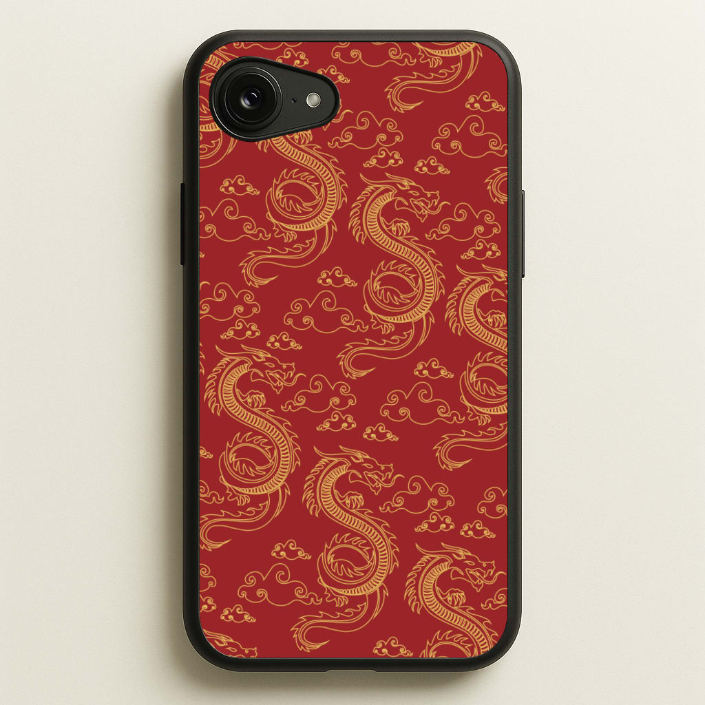 Red And Gold Dragon Pattern - Dragon Patterns Phone Case for iPhone 16e