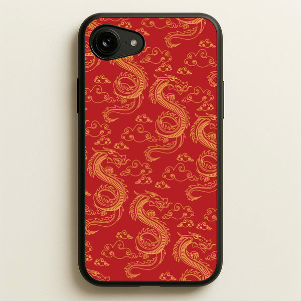 Red And Gold Dragon Pattern - Dragon Patterns Phone Case for iPhone 16e