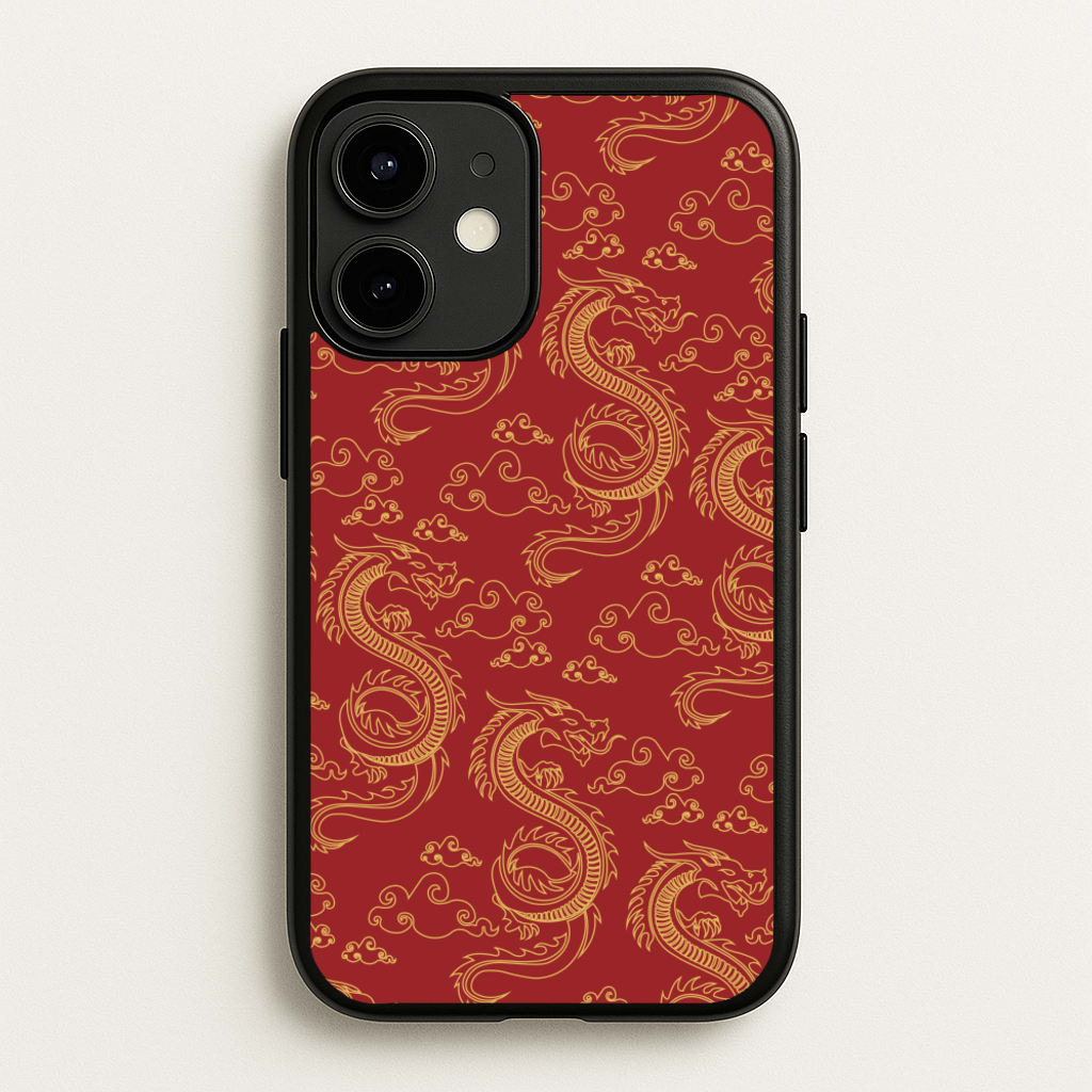 Red And Gold Dragon Pattern - Dragon Patterns Phone Case for iPhone 12 Mini
