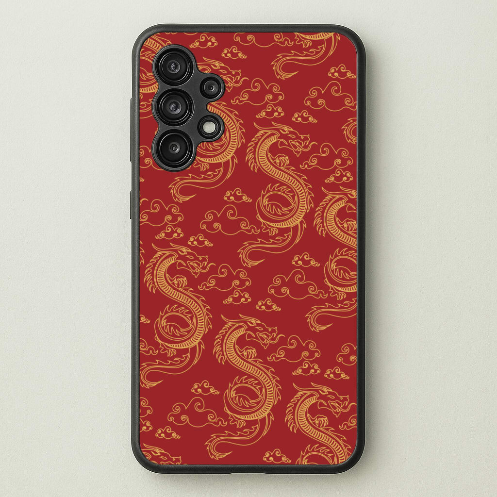Red And Gold Dragon Pattern - Dragon Patterns Phone Case for Galaxy A13