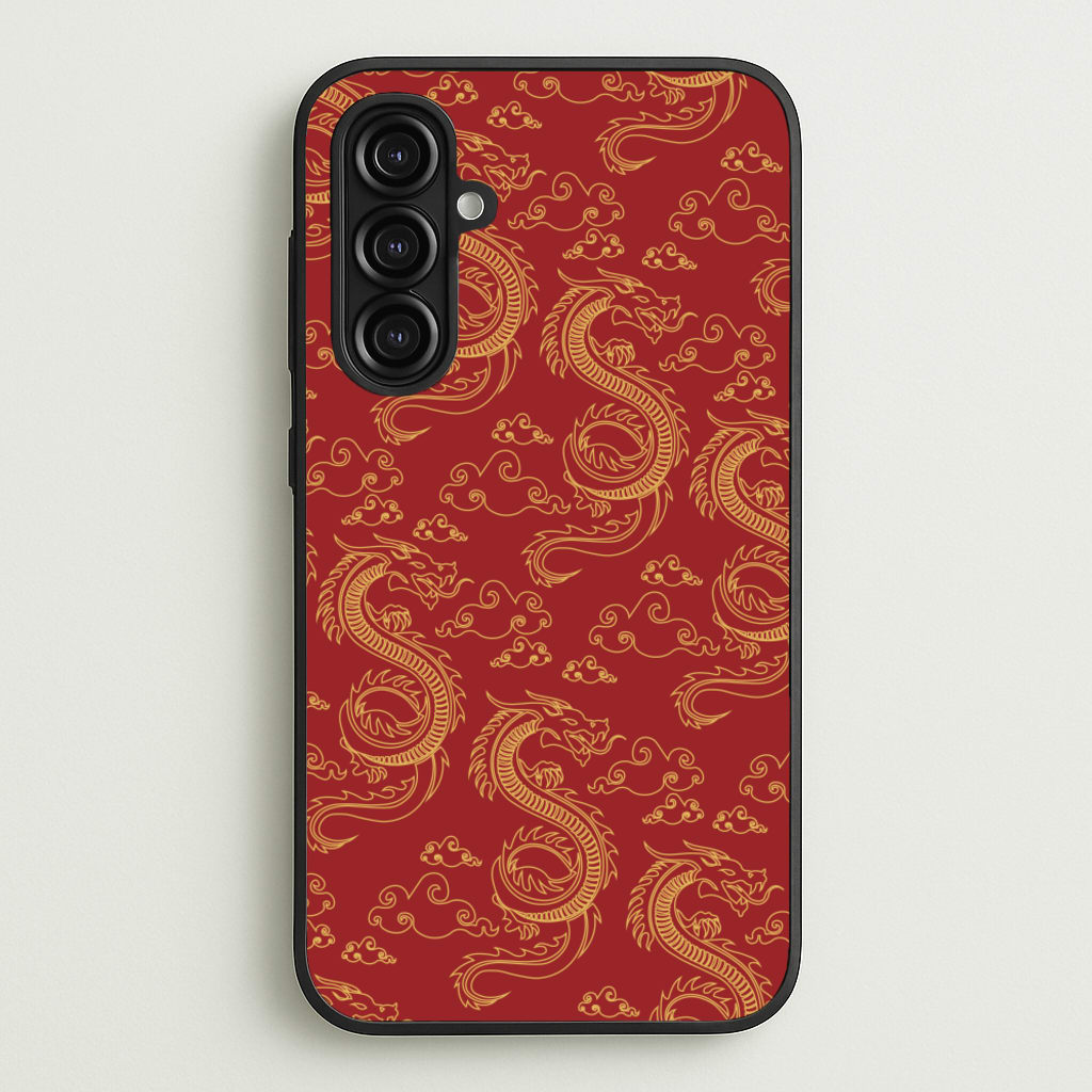 Red And Gold Dragon Pattern - Dragon Patterns Phone Case for Galaxy A16