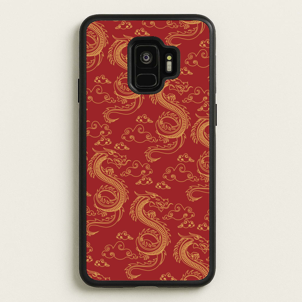 Red And Gold Dragon Pattern - Dragon Patterns Phone Case for Galaxy S9