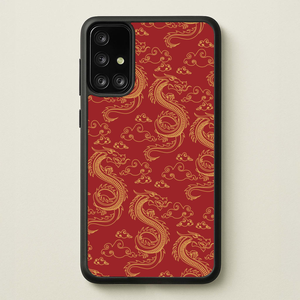 Red And Gold Dragon Pattern - Dragon Patterns Phone Case for Galaxy A71