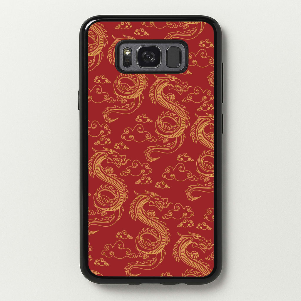 Red And Gold Dragon Pattern - Dragon Patterns Phone Case for Galaxy S8
