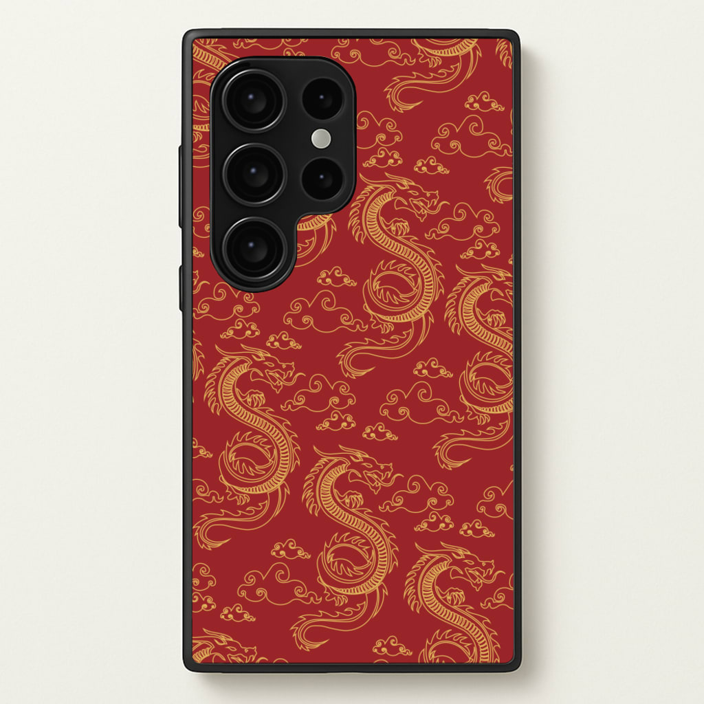 Red And Gold Dragon Pattern - Dragon Patterns Phone Case for Galaxy S24 Ultra