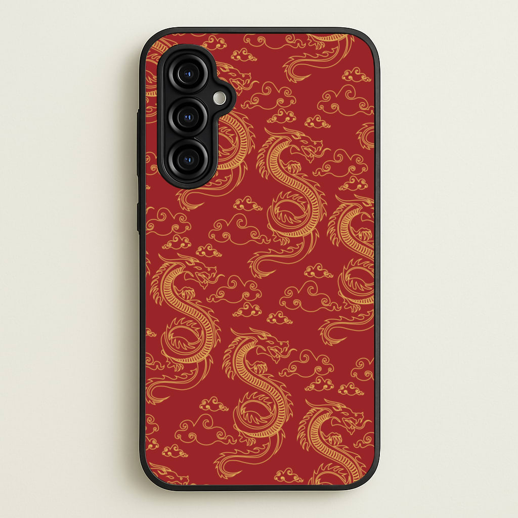 Red And Gold Dragon Pattern - Dragon Patterns Phone Case for Galaxy A54