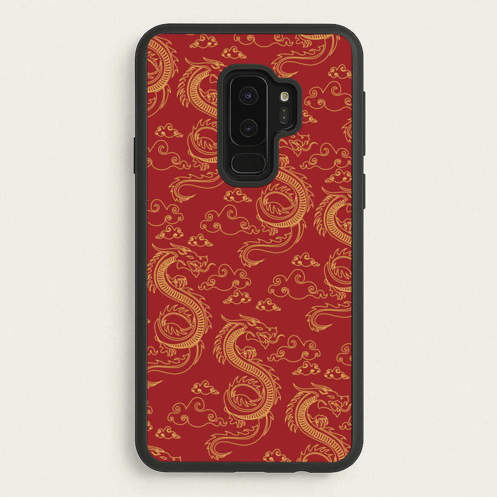 Red And Gold Dragon Pattern - Dragon Patterns Phone Case for Galaxy S9 Plus