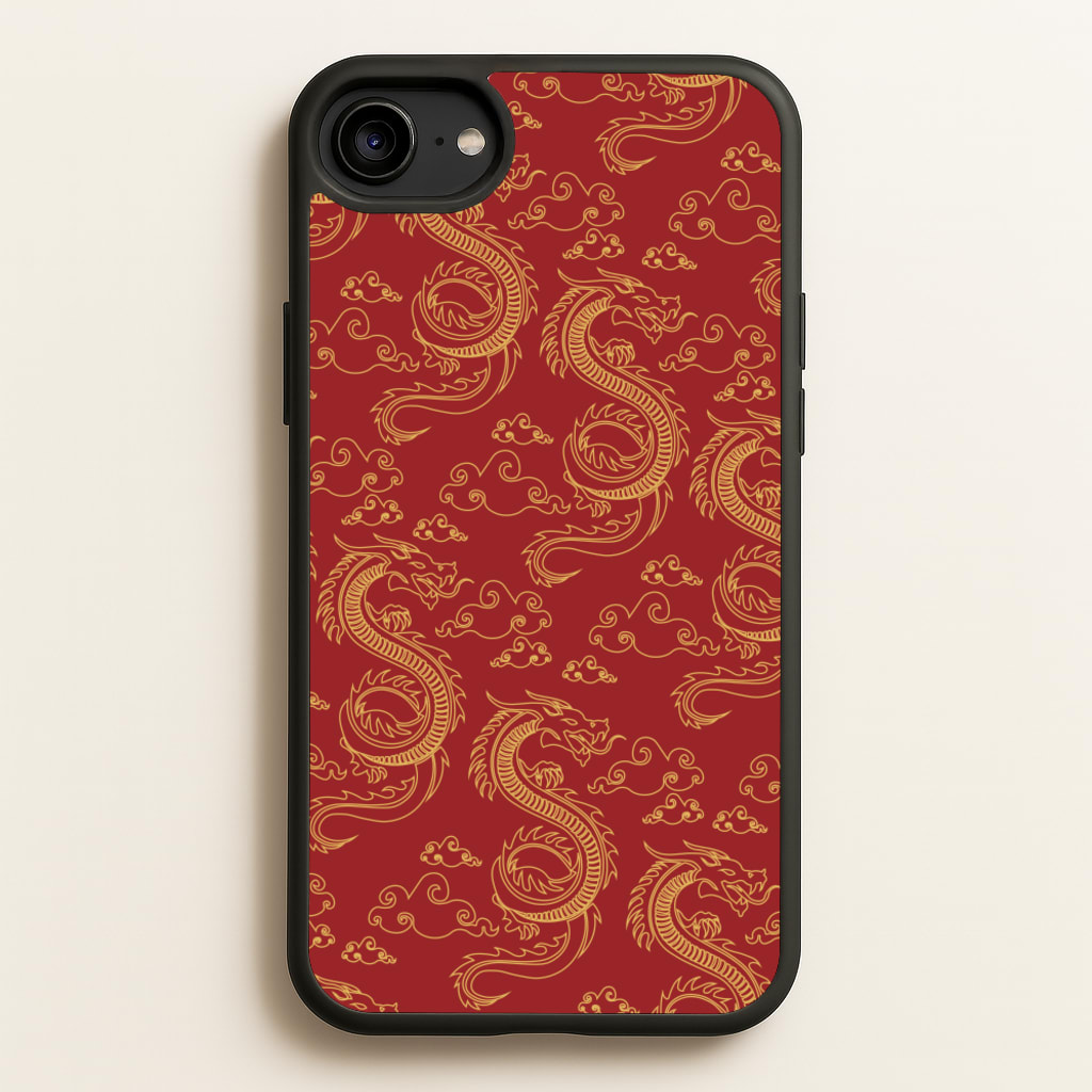 Red And Gold Dragon Pattern - Dragon Patterns Phone Case for iPhone 6 / 7 / 8 / SE