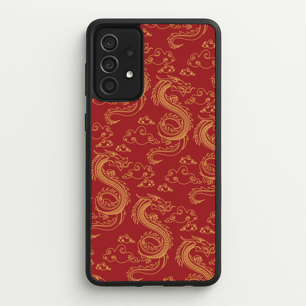 Red And Gold Dragon Pattern - Dragon Patterns Phone Case for Galaxy A52 / A52s