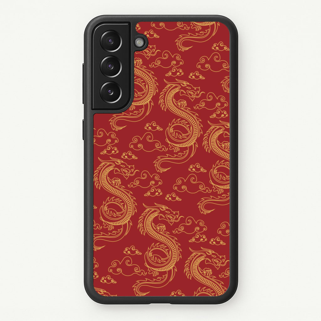 Red And Gold Dragon Pattern - Dragon Patterns Phone Case for Galaxy S21 Plus
