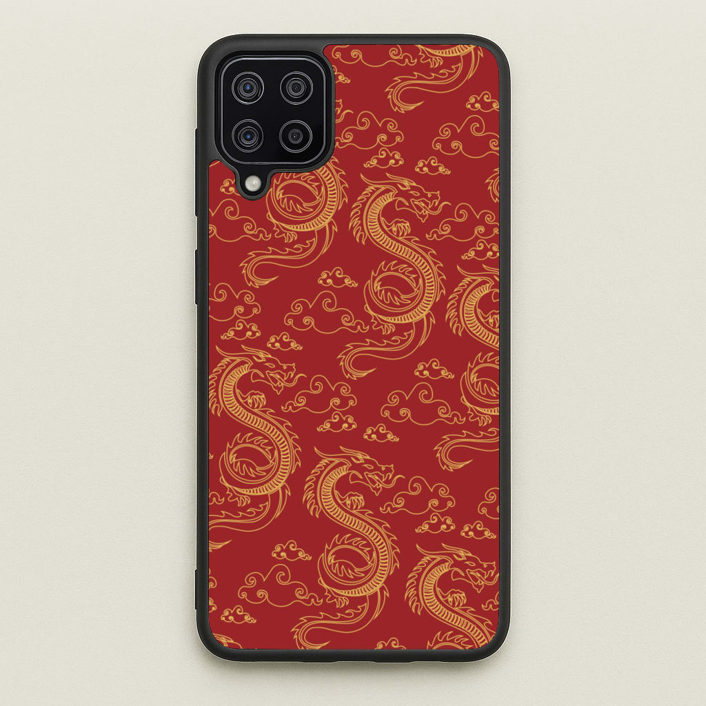 Red And Gold Dragon Pattern - Dragon Patterns Phone Case for Galaxy A12