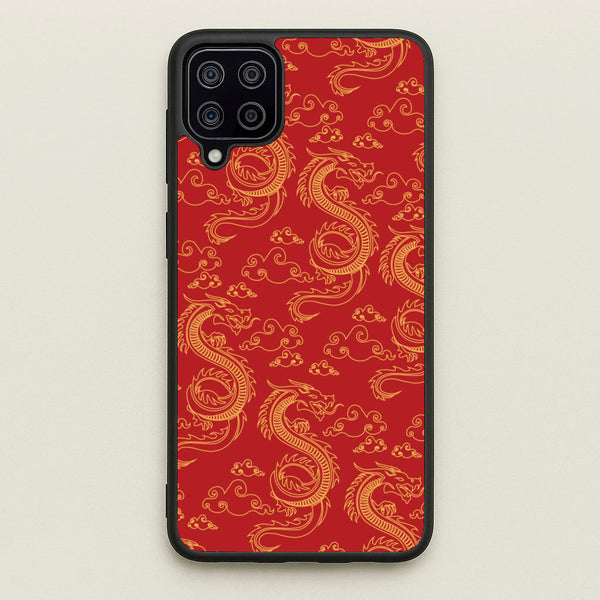 Red And Gold Dragon Pattern - Dragon Patterns Phone Case for Galaxy A12