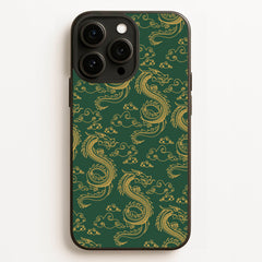 Green And Gold Dragon Pattern Phone Case