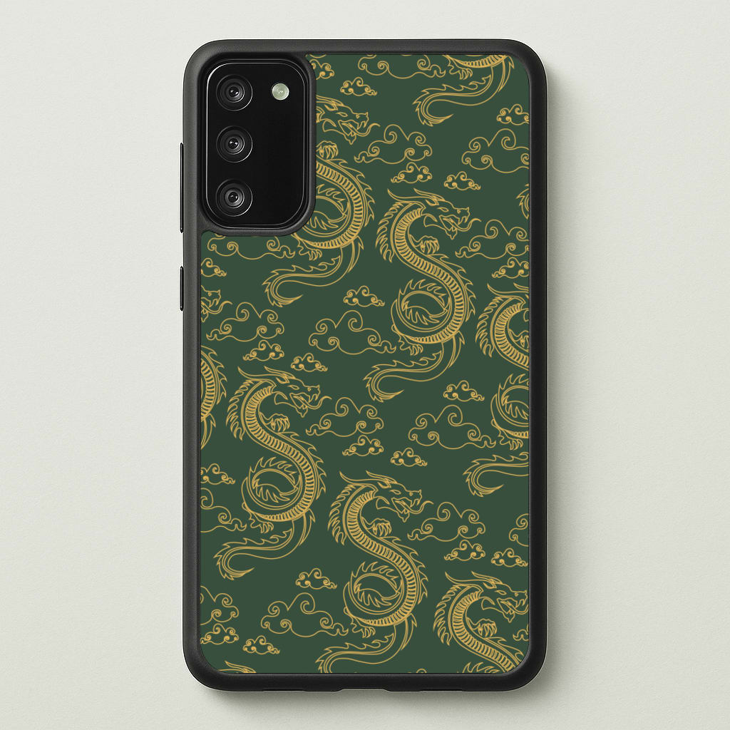 Green And Gold Dragon Pattern - Dragon Patterns Phone Case for Galaxy S20FE