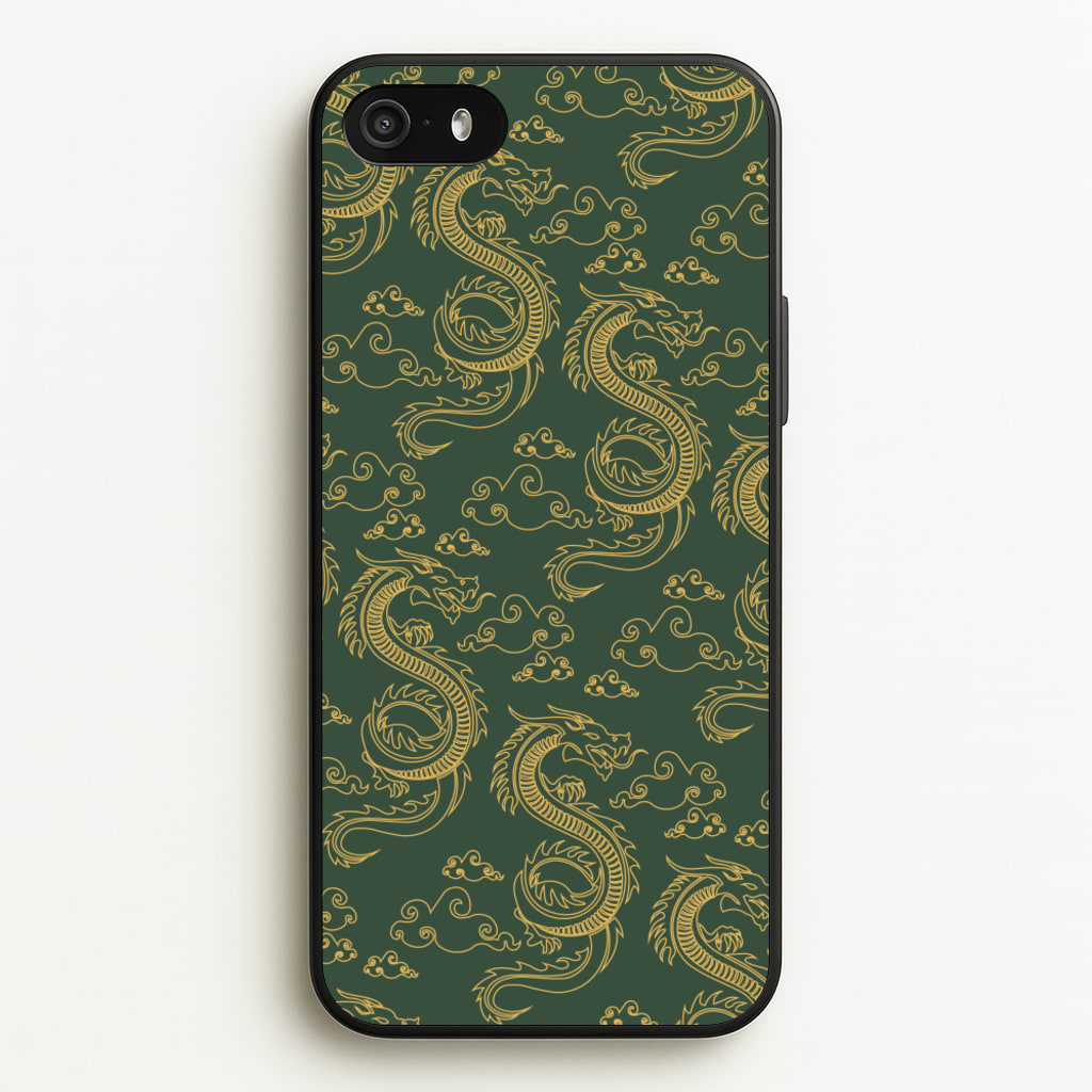 Green And Gold Dragon Pattern - Dragon Patterns Phone Case for iPhone 5 / 5s / SE 2016