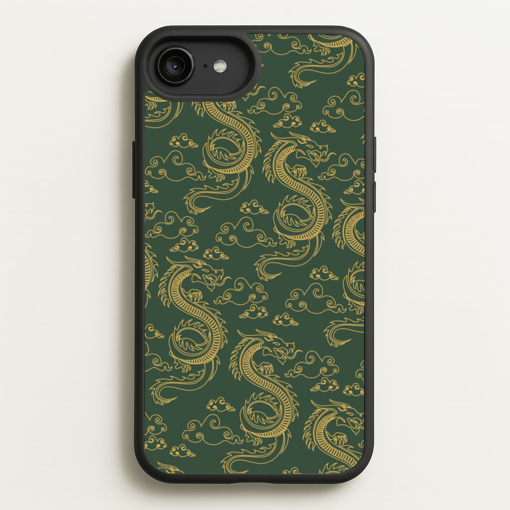 Green And Gold Dragon Pattern - Dragon Patterns Phone Case for iPhone 6 Plus / 7 Plus / 8 Plus