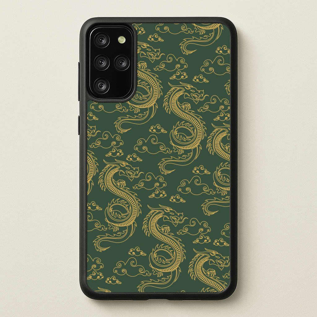 Green And Gold Dragon Pattern - Dragon Patterns Phone Case for Galaxy S20 Plus