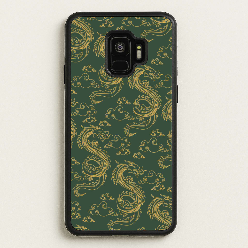Green And Gold Dragon Pattern - Dragon Patterns Phone Case for Galaxy S9