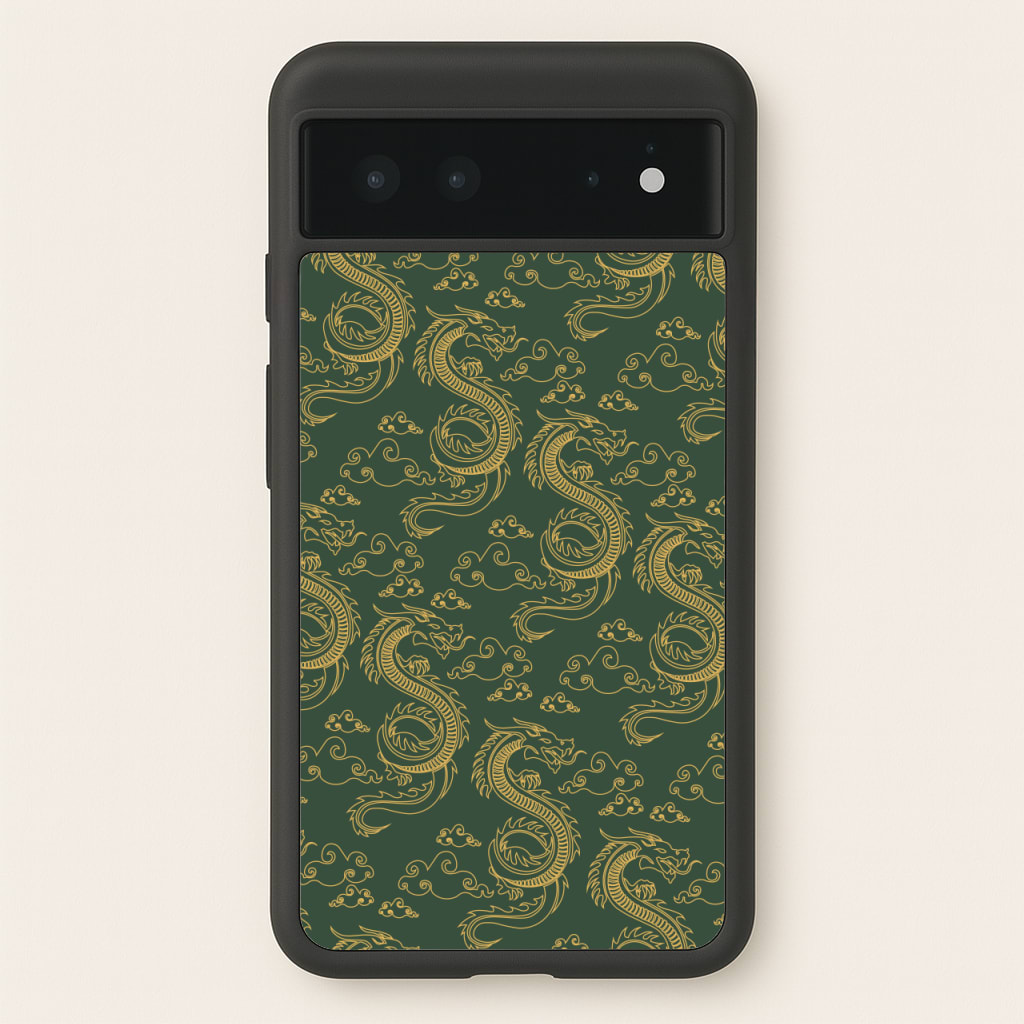 Green And Gold Dragon Pattern - Dragon Patterns Phone Case for Google Pixel 6