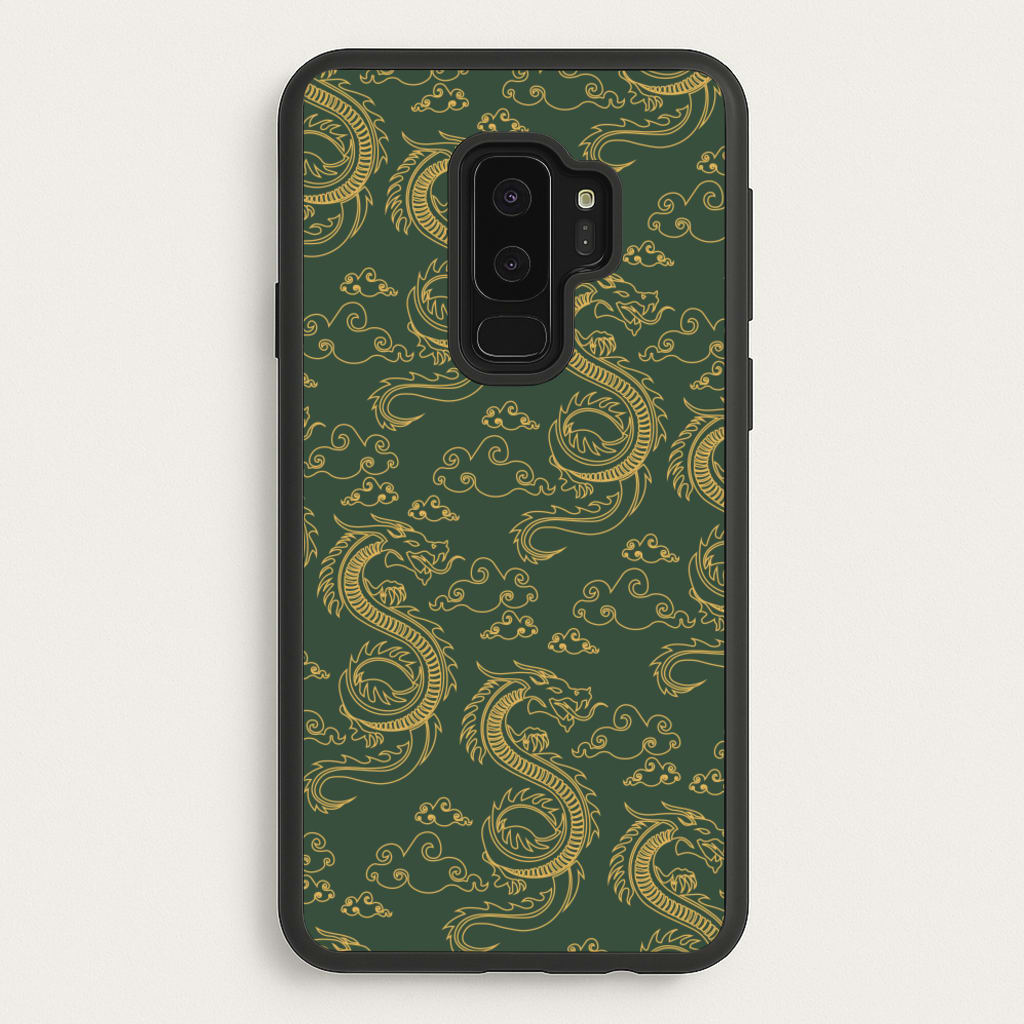 Green And Gold Dragon Pattern - Dragon Patterns Phone Case for Galaxy S9 Plus