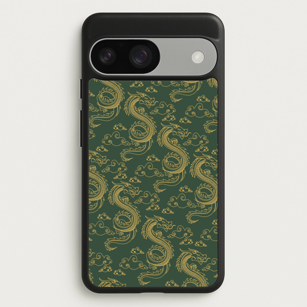 Green And Gold Dragon Pattern - Dragon Patterns Phone Case for Google Pixel 9 / 9 Pro