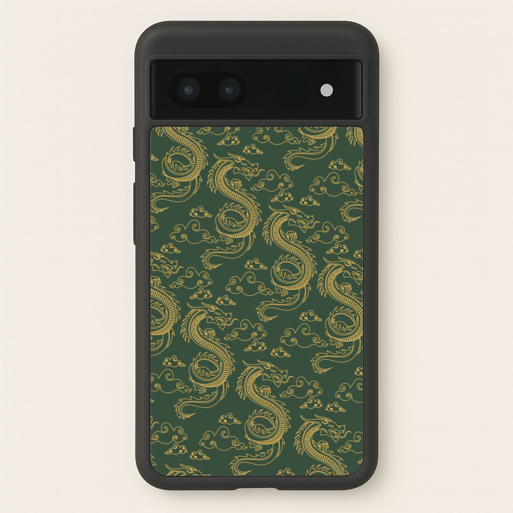 Green And Gold Dragon Pattern - Dragon Patterns Phone Case for Google Pixel 7a