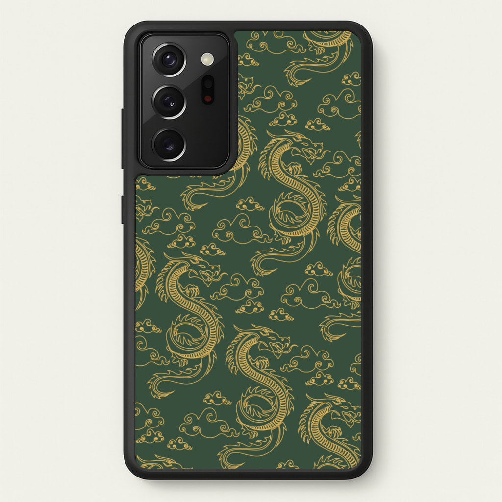 Green And Gold Dragon Pattern - Dragon Patterns Phone Case for Galaxy Note 20 Ultra