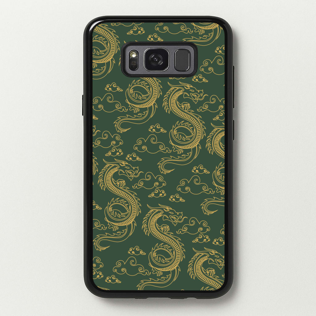 Green And Gold Dragon Pattern - Dragon Patterns Phone Case for Galaxy S8