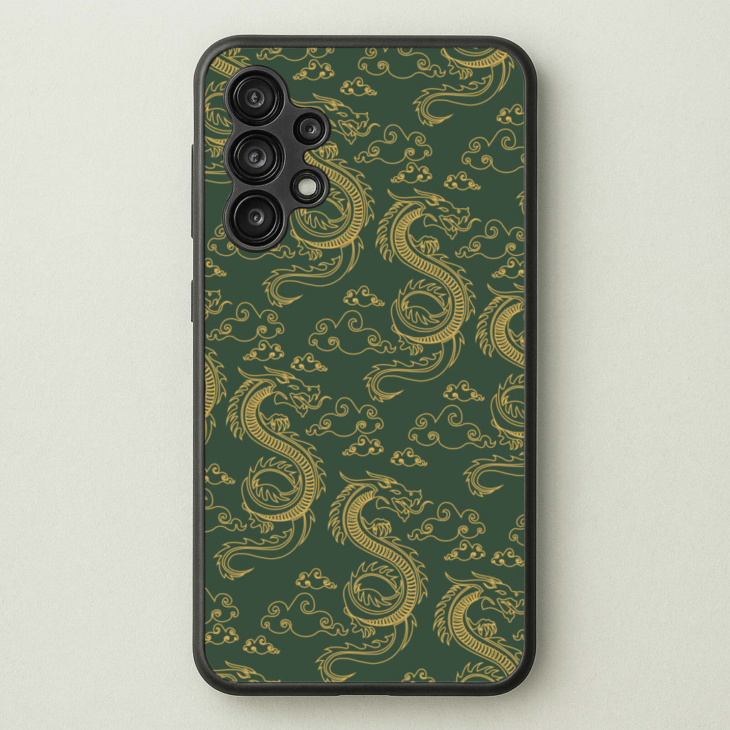 Green And Gold Dragon Pattern - Dragon Patterns Phone Case for Galaxy A13