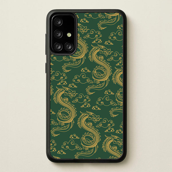 Green And Gold Dragon Pattern - Dragon Patterns Phone Case for Galaxy A71