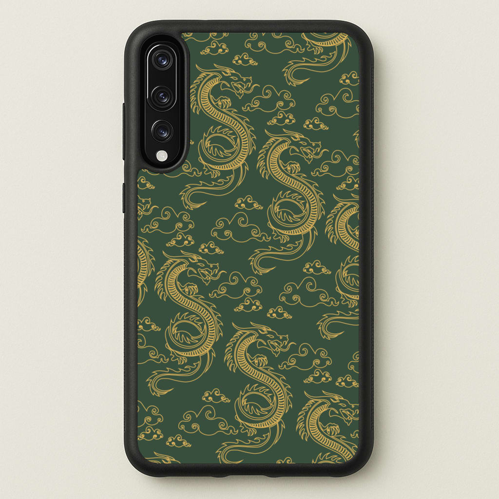 Green And Gold Dragon Pattern - Dragon Patterns Phone Case for Huawei P20 Pro