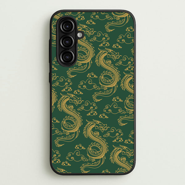 Green And Gold Dragon Pattern - Dragon Patterns Phone Case for Galaxy A16