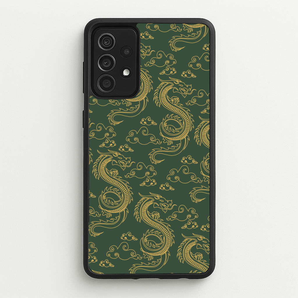 Green And Gold Dragon Pattern - Dragon Patterns Phone Case for Galaxy A52 / A52s